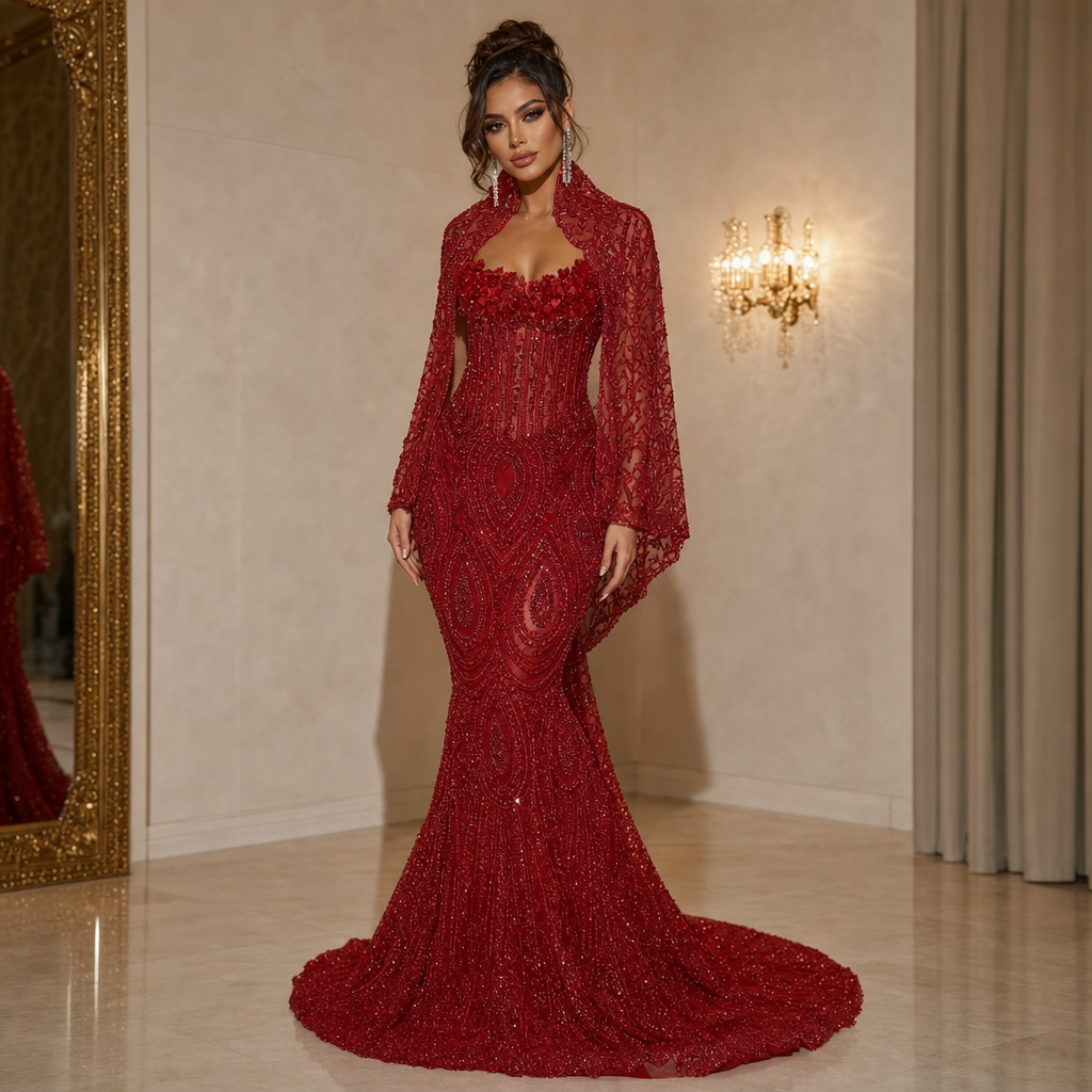 Red Diamond Evening Gown