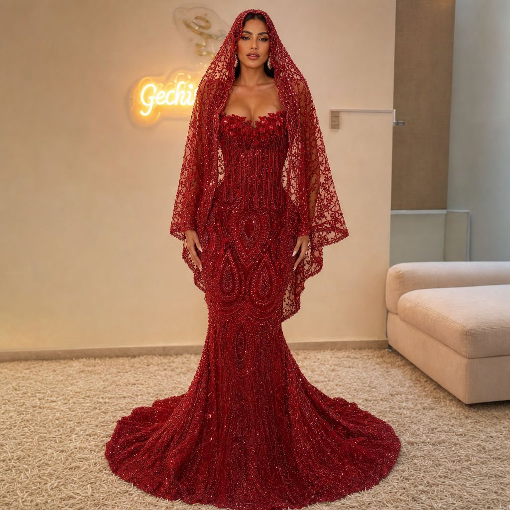 Red Diamond Evening Gown