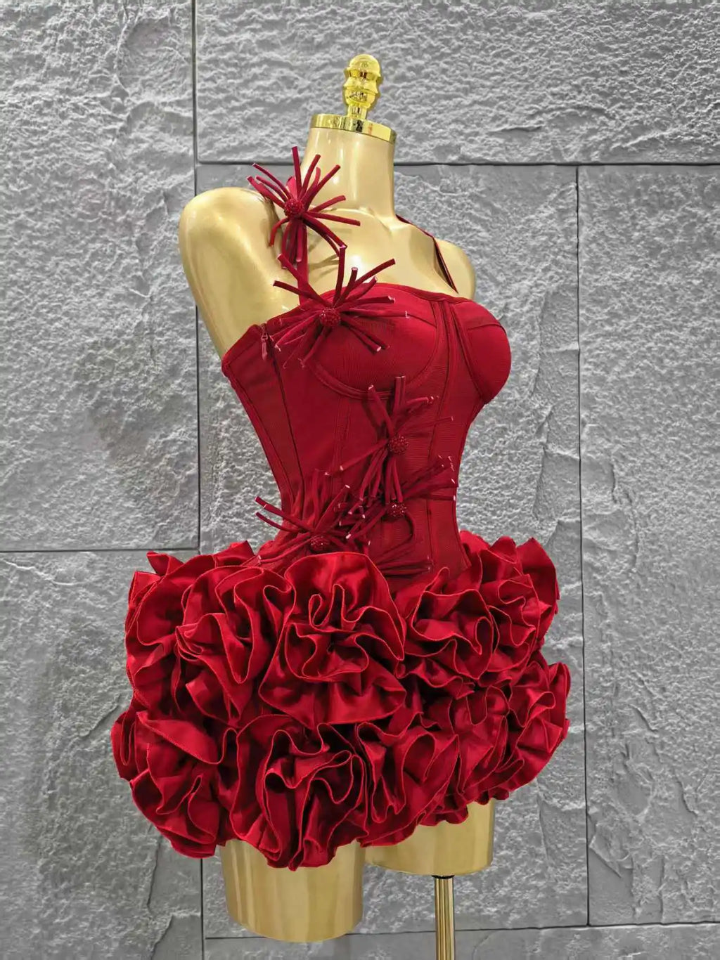 Floral Strapless Bandage Mini Party Dress