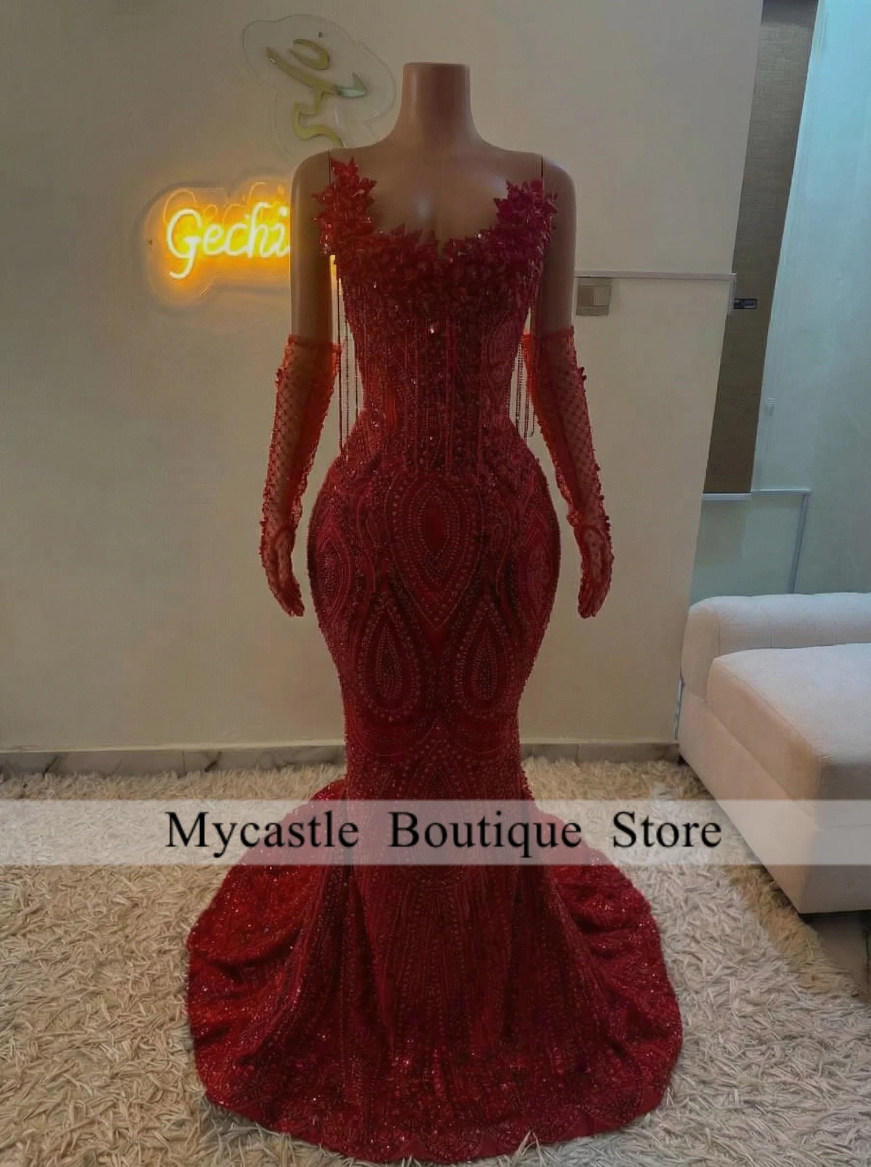 Red Diamond Evening Gown
