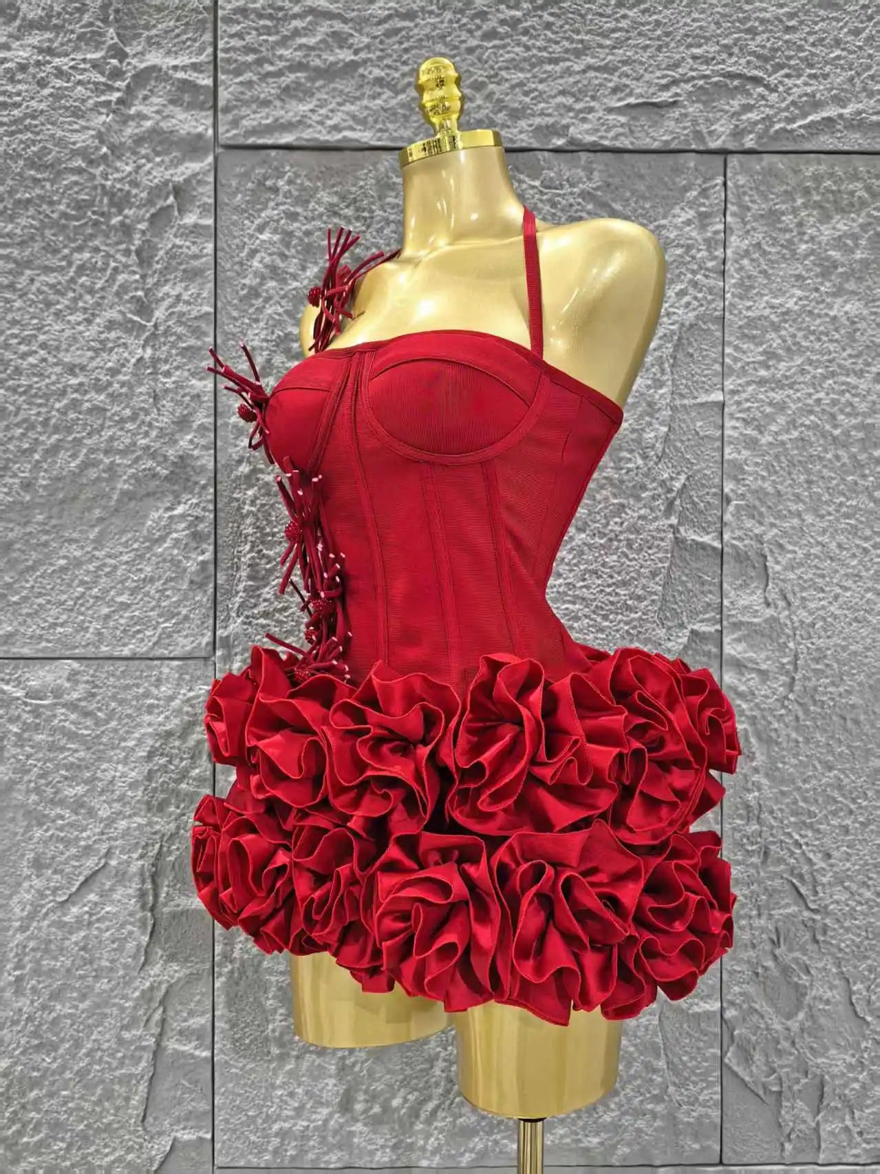 Floral Strapless Bandage Mini Party Dress